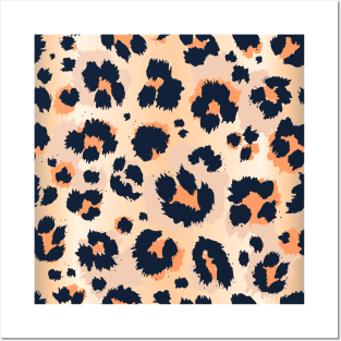 Funny Leopard drawing seamless pattern Posters and Art